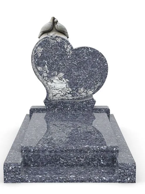 Monument funéraire personnalisé en granit bleu nuit avec gravure sur mesure