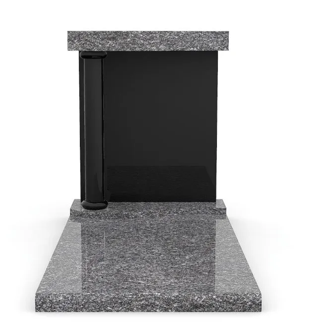 Création de monument funéraire contemporain en granit bi-couleur