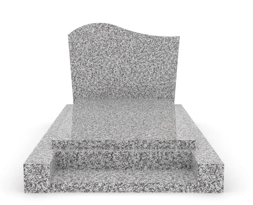 Pierre tombale et monument funéraire en granit gris pour sépulture familiale